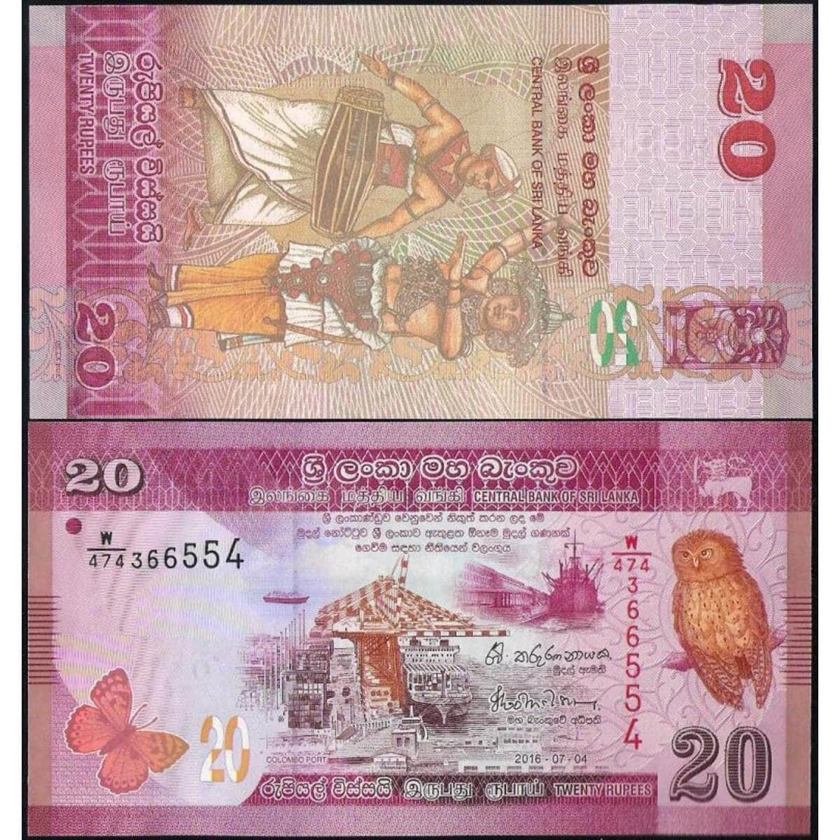 Шри-Ланка 20 рупий 2010-2020 Р123 UNC арт. 21786