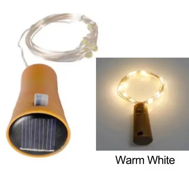 Солнечные гирлянды для бутылок вина 1PC-Warm White 2m 20leds