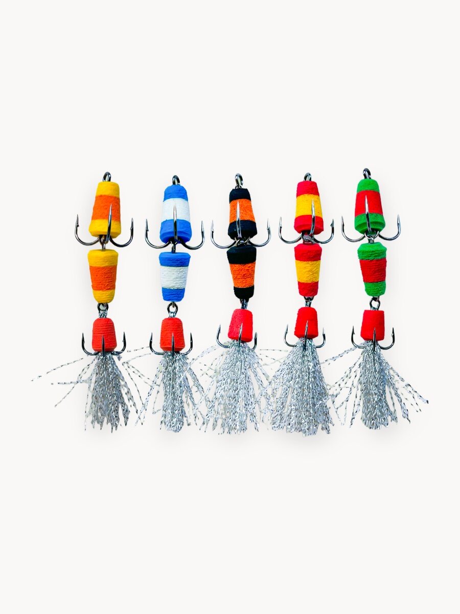 Набор рыболовный Мандула 5 шт 6 см для рыбалки, на щуку, судака, сома, окуня, Подарочный набор рыбаку