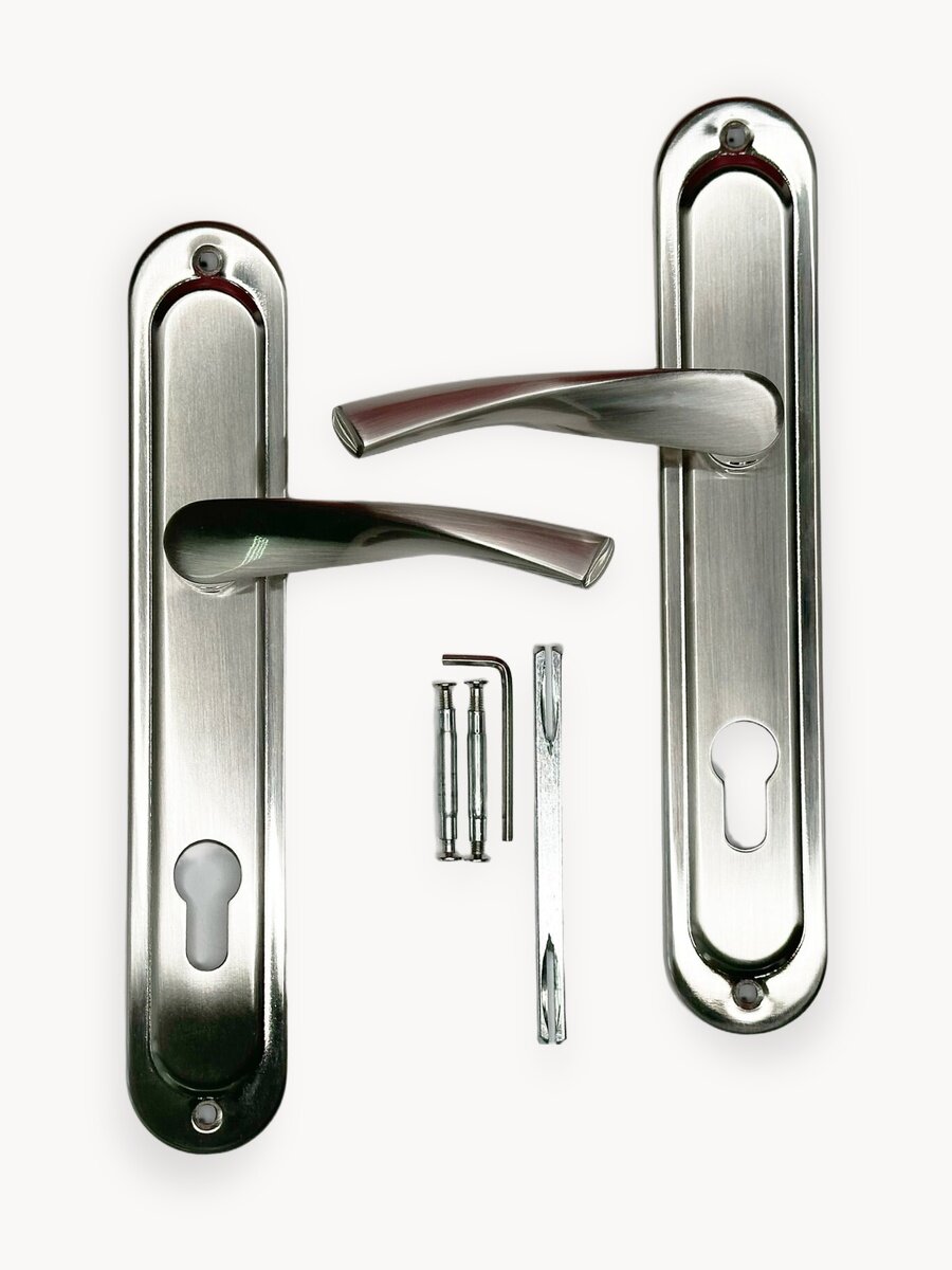 Ручка дверная на планке для входных и межкомнатных дверей Сатин