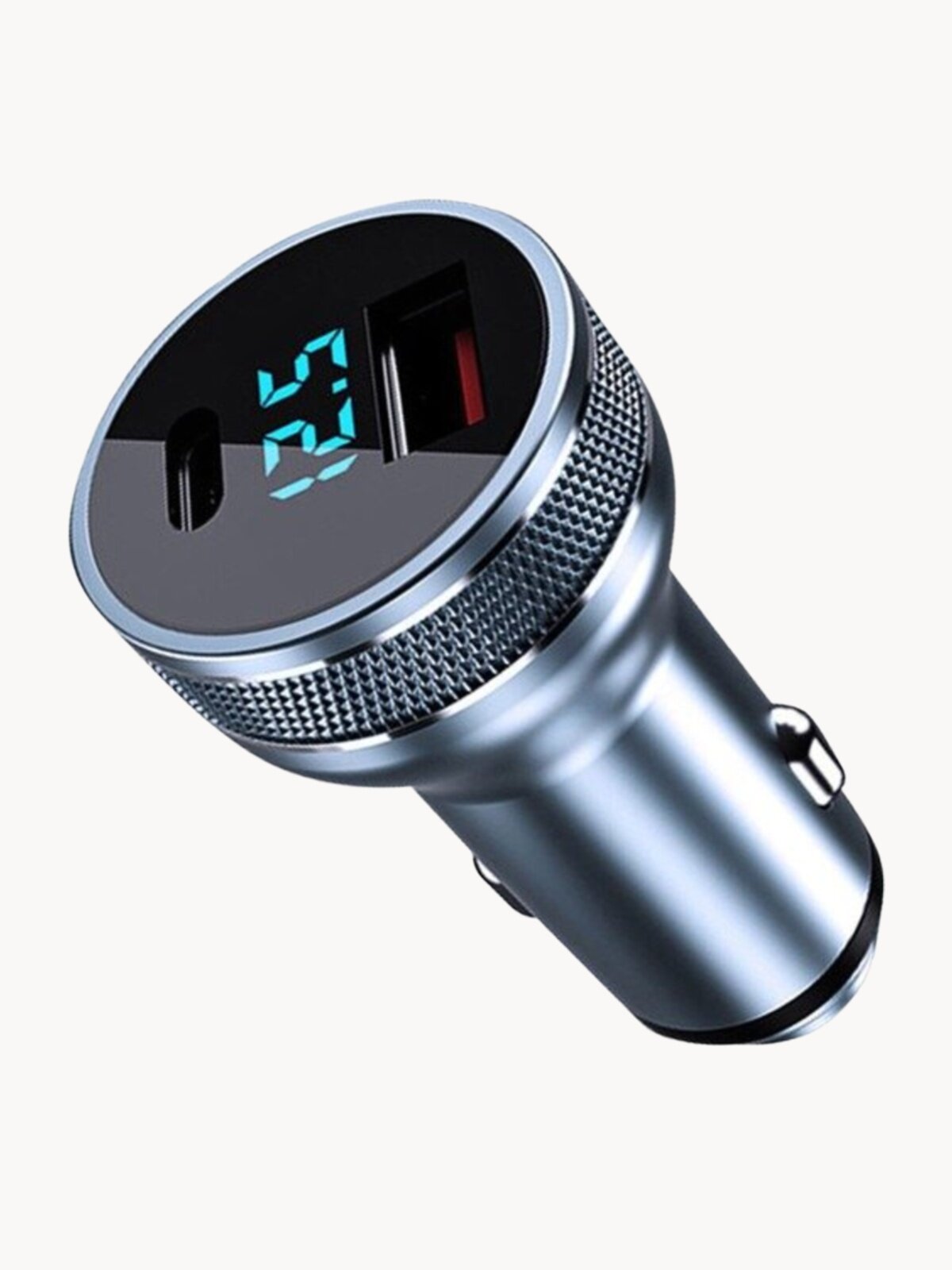Автомобильное зарядное устройство для зарядки смартфонов с быстрой зарядкой 55 Вт / 2 разъема USB Type-A и USB Type-C / Цифровой дисплей с показанием вольтметра