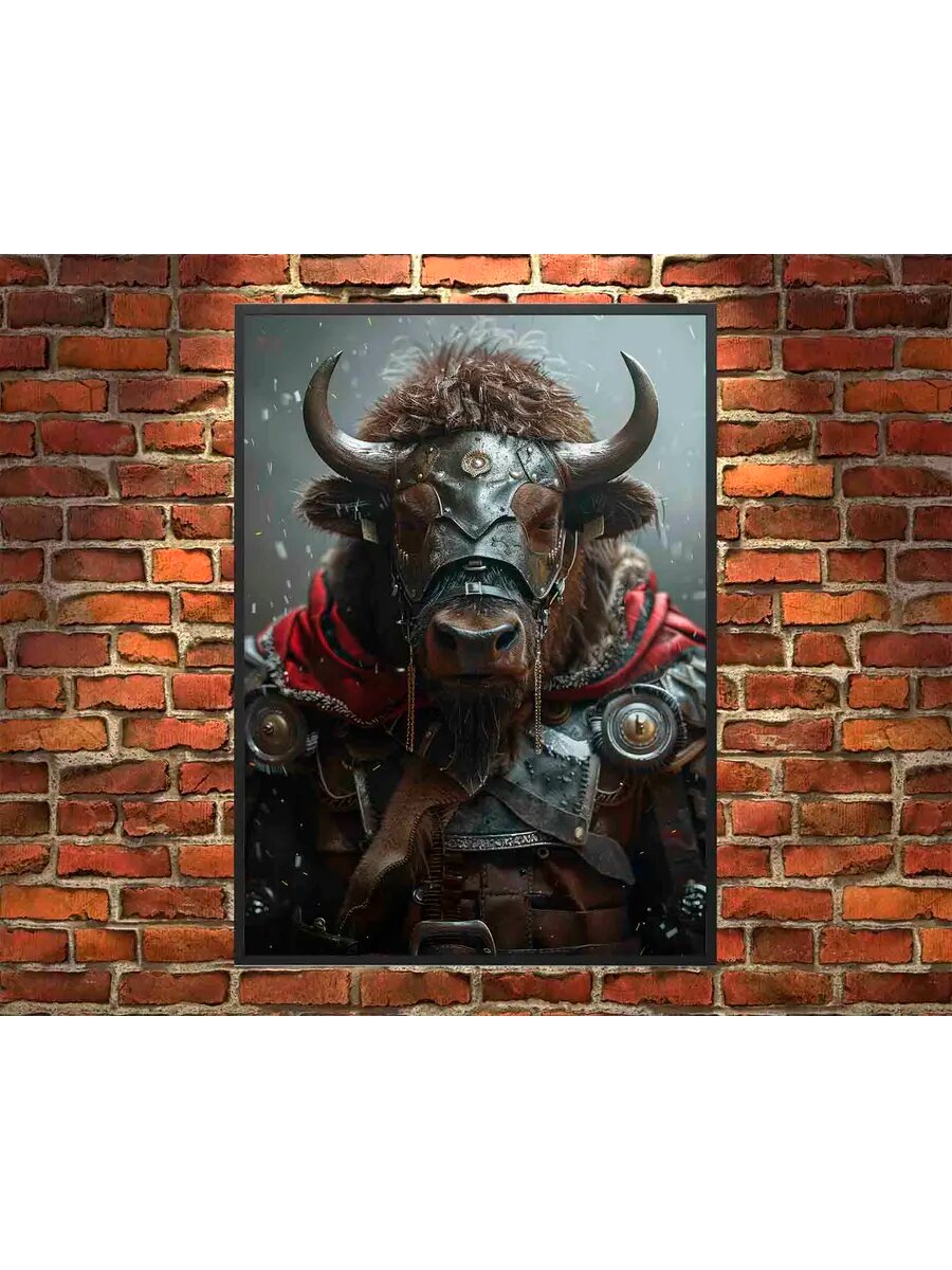 Рыцарь-животное-бизон 4, Плакат 30x42см