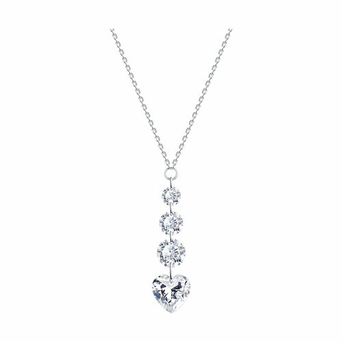 фото Колье diamant online, серебро, 925 проба, родирование, фианит, длина 45 см., прозрачный