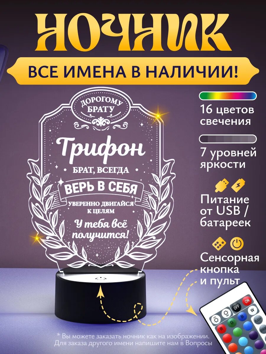 Ночник «Трифон - брат, всегда верь в себя»