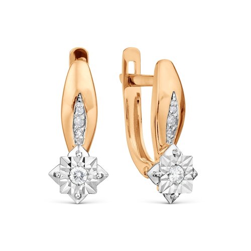 фото Серьги diamant online, красное золото, 585 проба, бриллиант, длина 1.55 см, , прозрачный