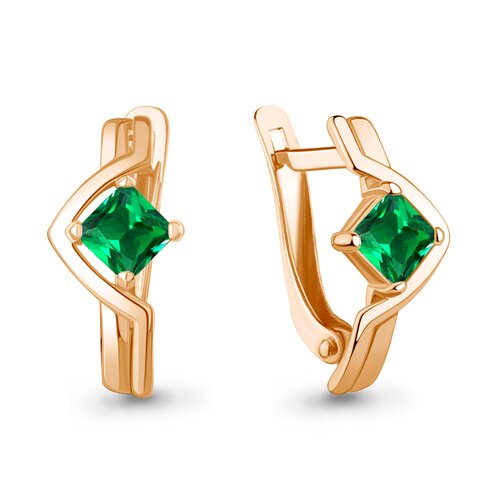 фото Серьги diamant online, красное золото, 585 проба, изумруд синтетический, длина 1.6 см, , бирюзовый