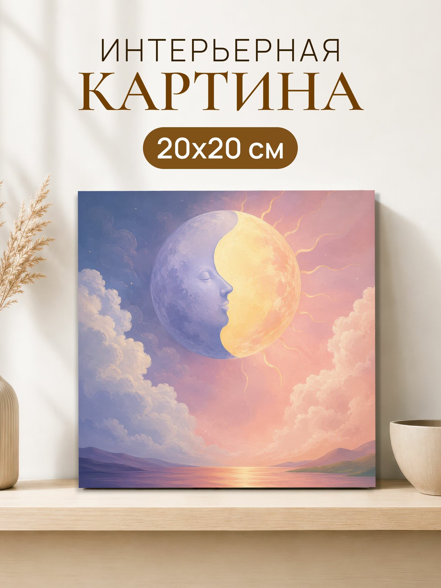 Интерьерная картина на холсте 20x20 см "Небесный симбиоз", на стену
