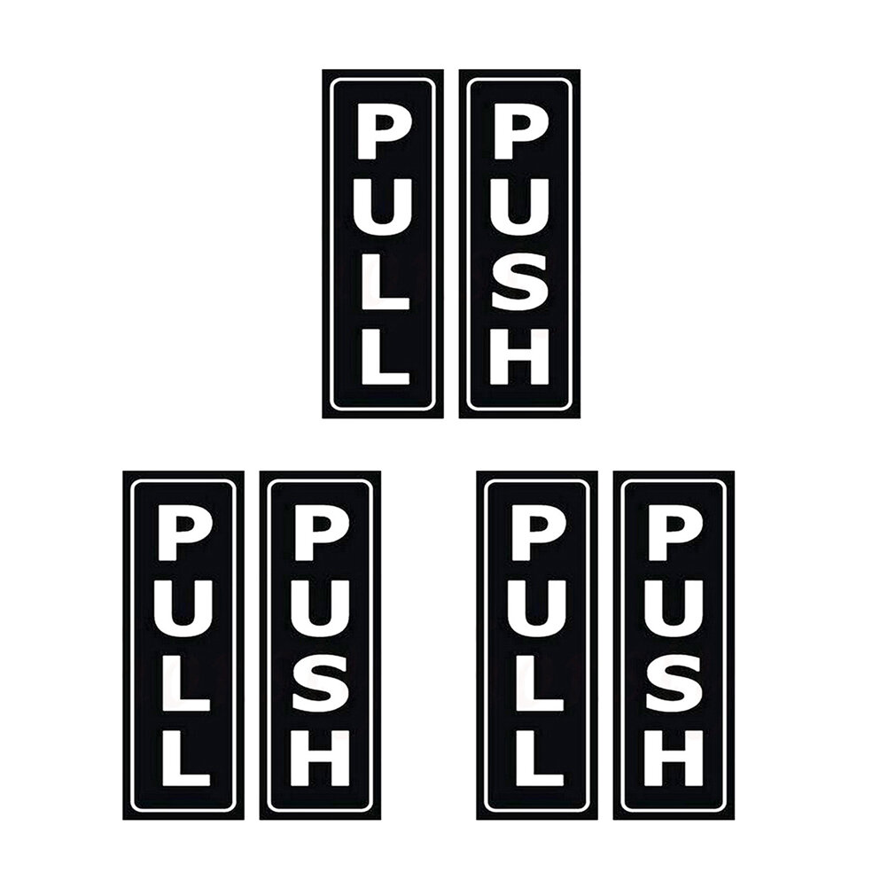 6 Шт Креативные Наклейки На Двери С Изделиями Push Pull Для Офиса Ресторана И Супермаркета Размер 13.00X4.00X0.10Cm
