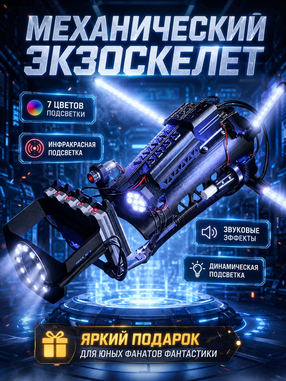 Механическая рука в стиле киберпанк с LED-подсветкой и эффектом дыма носимый экзоскелет для косплея, фотосессий и сценических выступлений