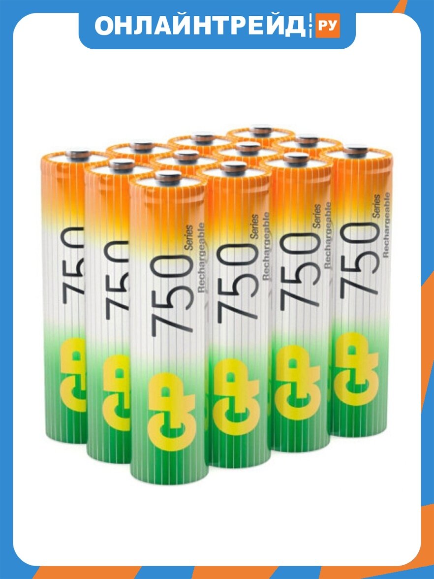 Аккумулятор GP ReEnergy 75AAAHC, емкость 750 мАч (75AAAHCRGY-2CRCB2) (12шт. в уп-ке)