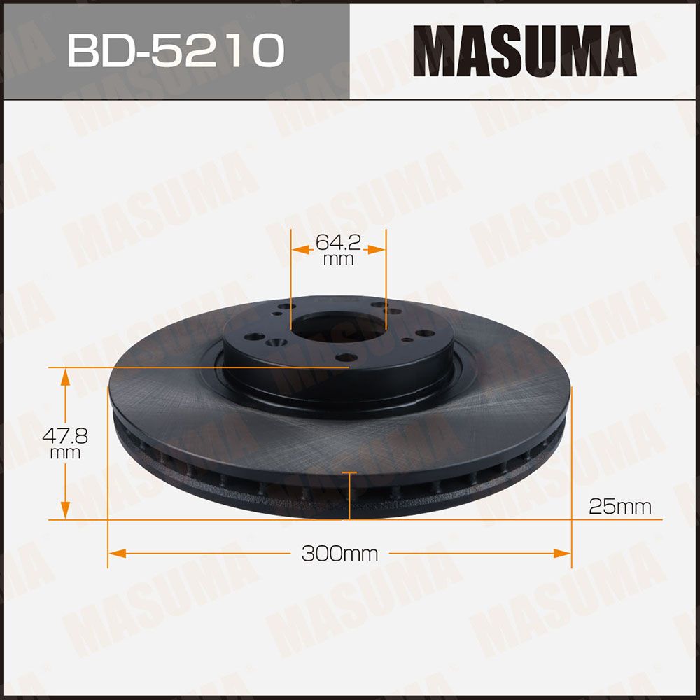 Диск тормозной передний MASUMA BD-5210 для Honda ACCORD (2шт.)