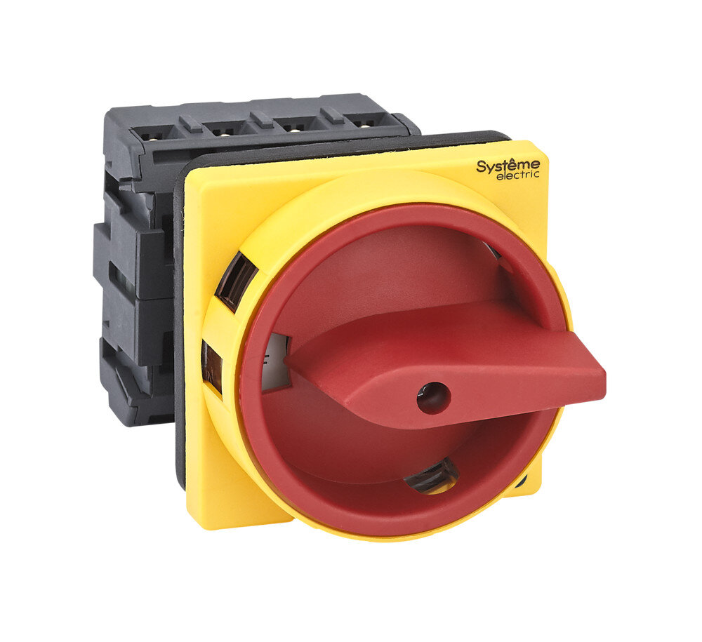 Systeme Electric Выключатель-разъединитель нагрузки SystemePact MSD, 4-полюсный, 32 А, до 690 В, с красной рукояткой на дверцу 4 винтами с замком, MSD32410R