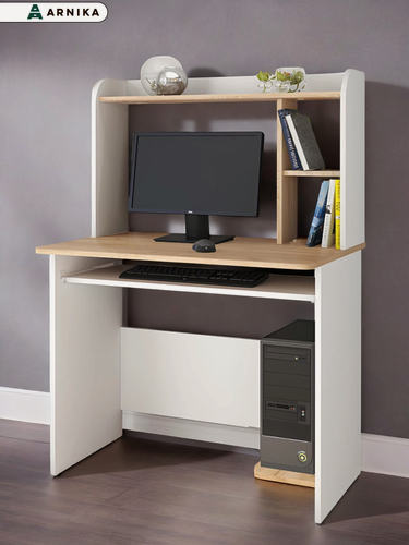 Изображение товара Компьютерный стол "Грета-2", ЛДСП, белый, коричневый, 90х130х60 см