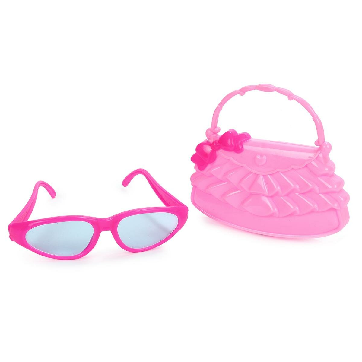 Набор аксессуаров для девочек, очки и сумочка, ярко-розовые, пластик
