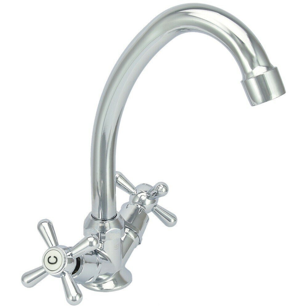 Смеситель для кухни Istok life хром с высоким изливом двухвентильный (402.437)