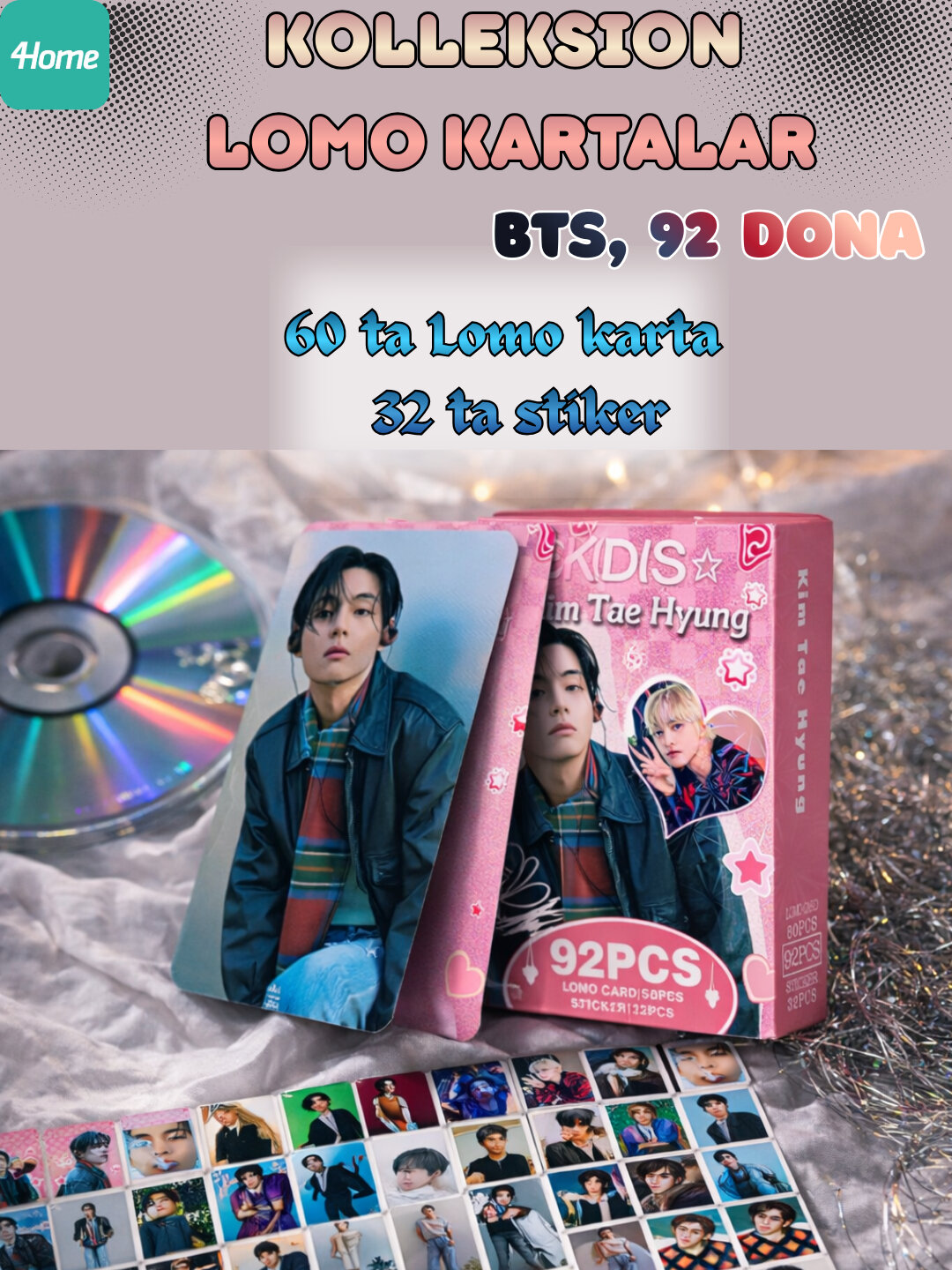 Коллекционные карты Lomo BTS K-pop, 92 шт, (60 шт. карт + 32 шт. стикера) 8.7x5.7 см, фан-карточки