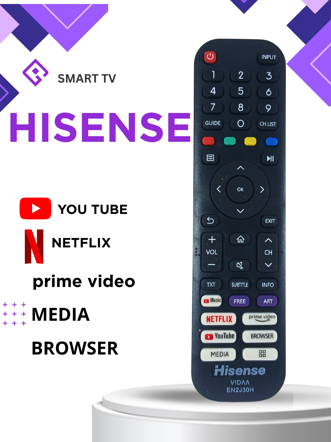 Пульт Hisense EN2J30H, для Smart TV, с кнопками Netflix, YouTube, Prime Video, мультимедиа