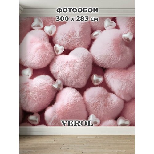 фото Фотообои 3d на стену флизелиновые verol "сердечки" 300х283 см, моющиеся