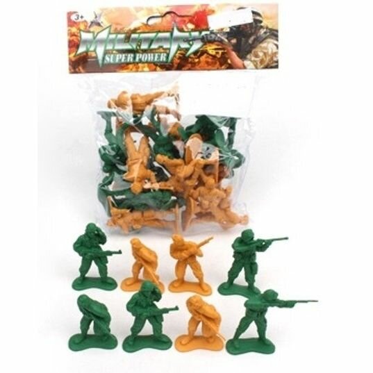 Набор солдатиков КНР 20 штук, зеленые и песочные, 5 см, в пакете