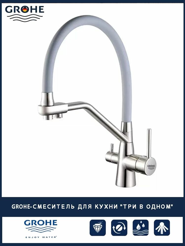 GROHE-Смеситель для кухни с гибким изливом и фильтром для питьевой воды