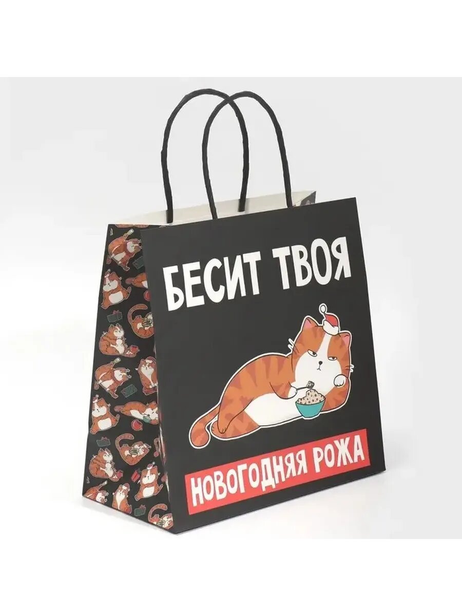 Подарочный новогодний пакет с рисунком