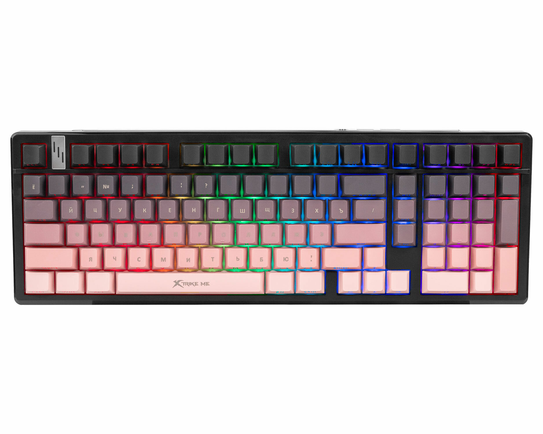 Игровая механическая клавиатура с RGB-подсветкой, Type-C + 2.4G + BTT черный-розовый