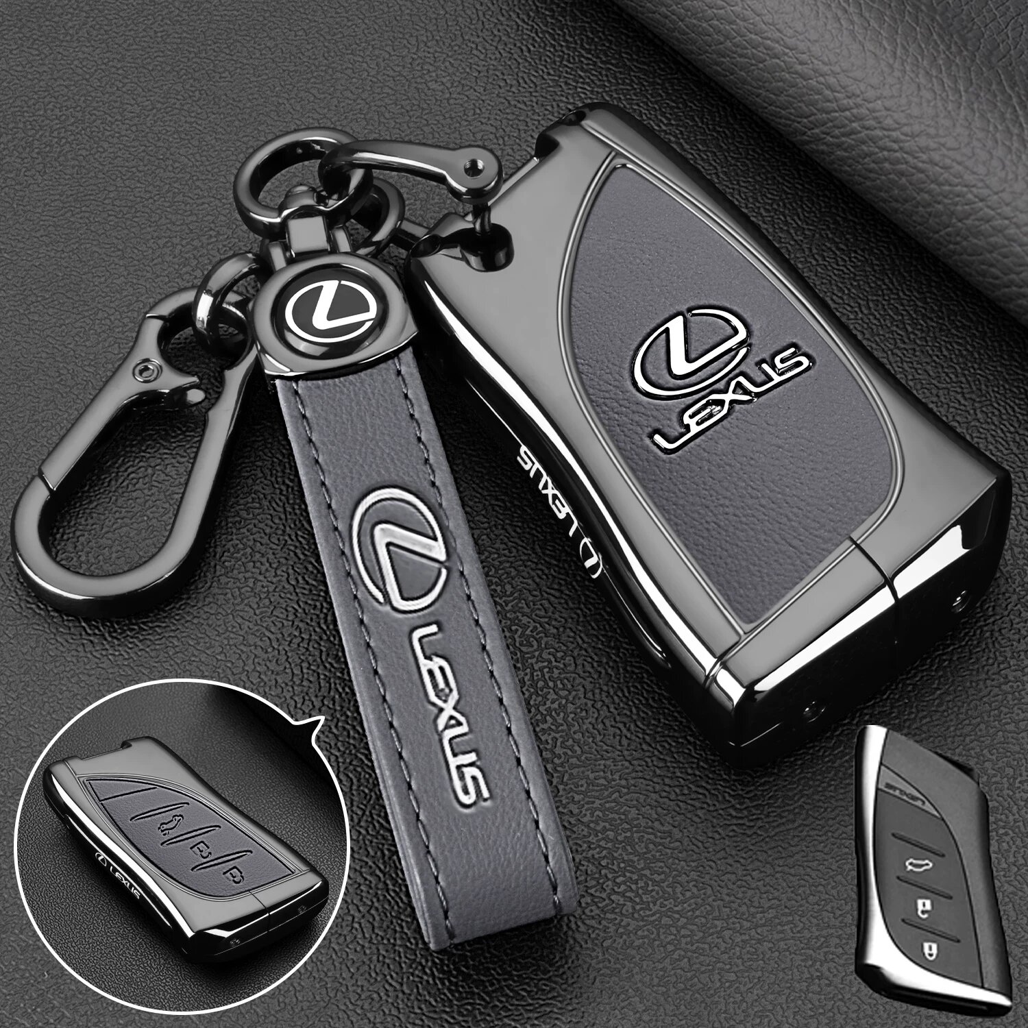 Кейс для брелока Lexus C-Style, серый цементный, специальный ремешковый замок