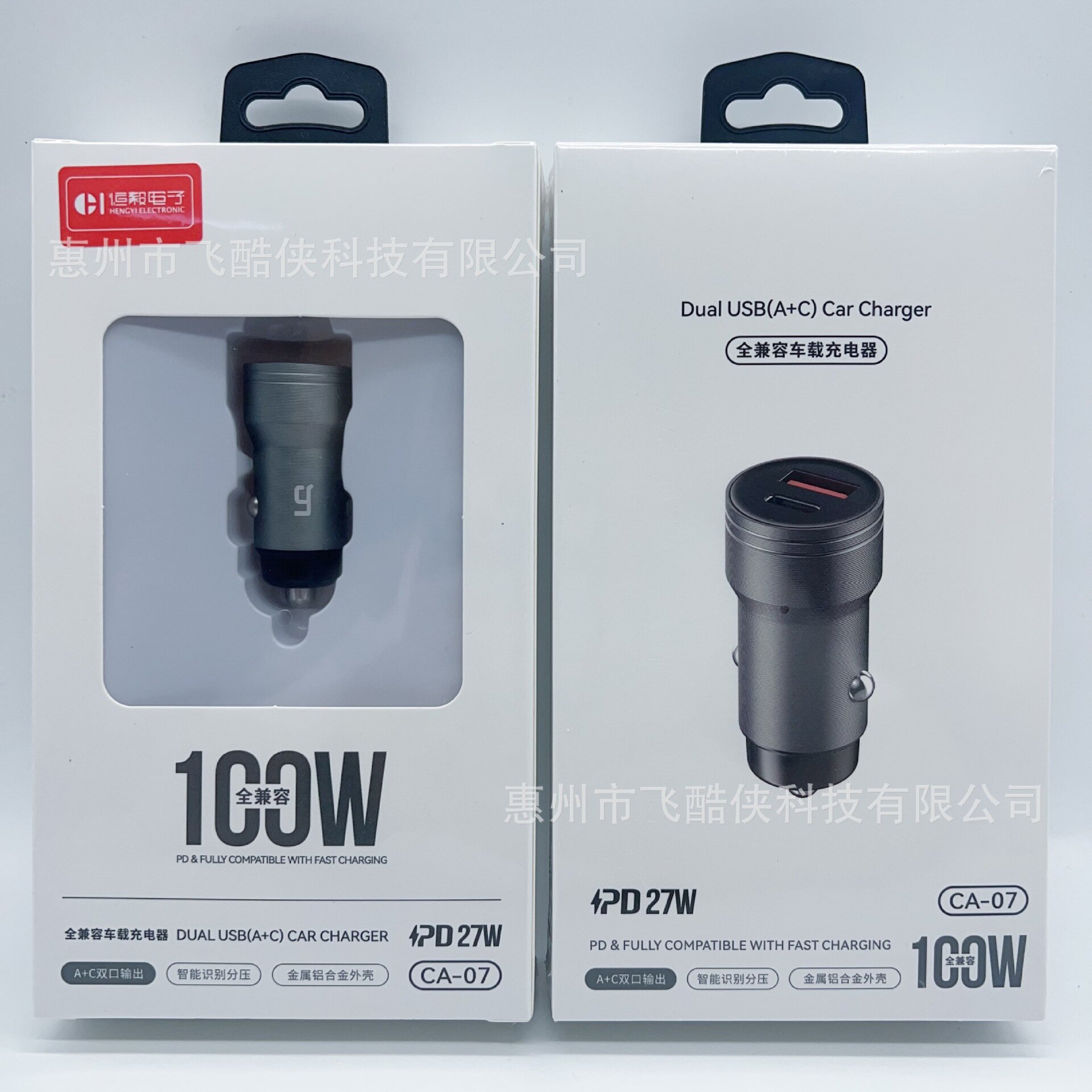 CA07 100W USB-C PD автомобильное зарядное устройство с 27 Вт мощностью передачи для устройств Apple и Huawei, полная