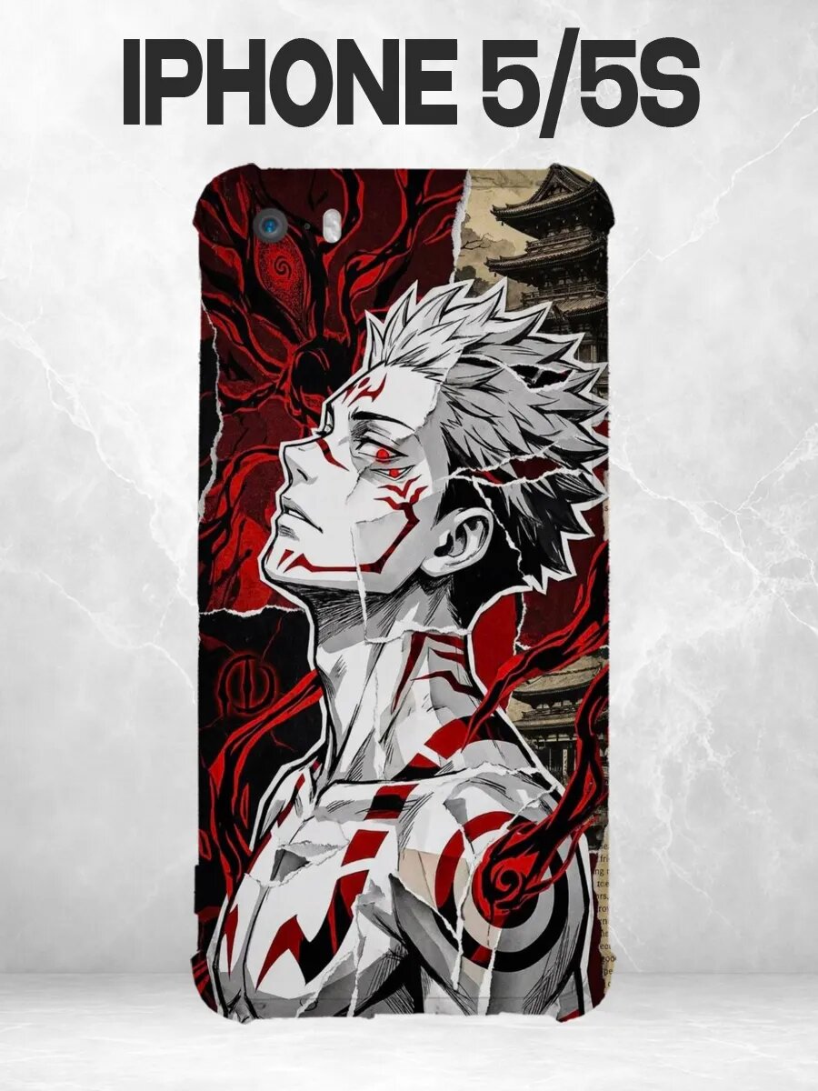 Чехол на iPhone 5/5s Сукуна Магическая битва метки