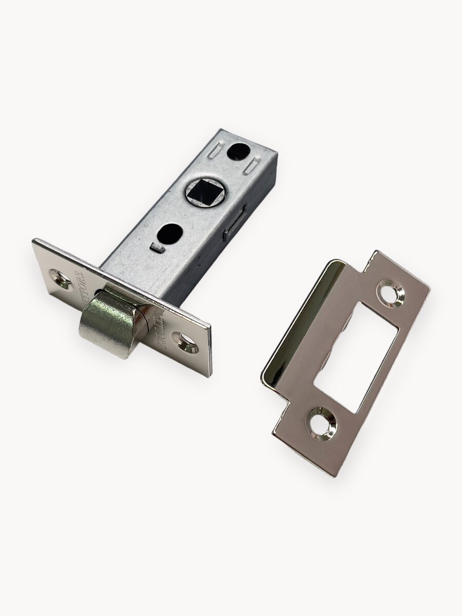 Дверная защёлка VETTORE, C-03B, врезная, универсальная, серебристый хром, комплект