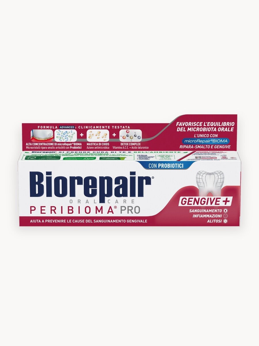 Зубная паста Biorepair Peribioma Pro Gengive+ 75мл (антибактериальное/укрепление десен, лечебные травы)
