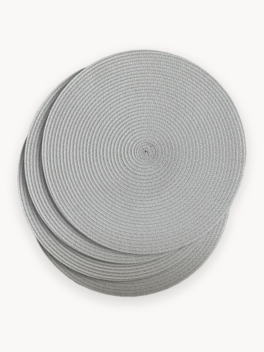 Плейсматы на стол плетенные круг D38 (4 шт.) "Унисон" серый