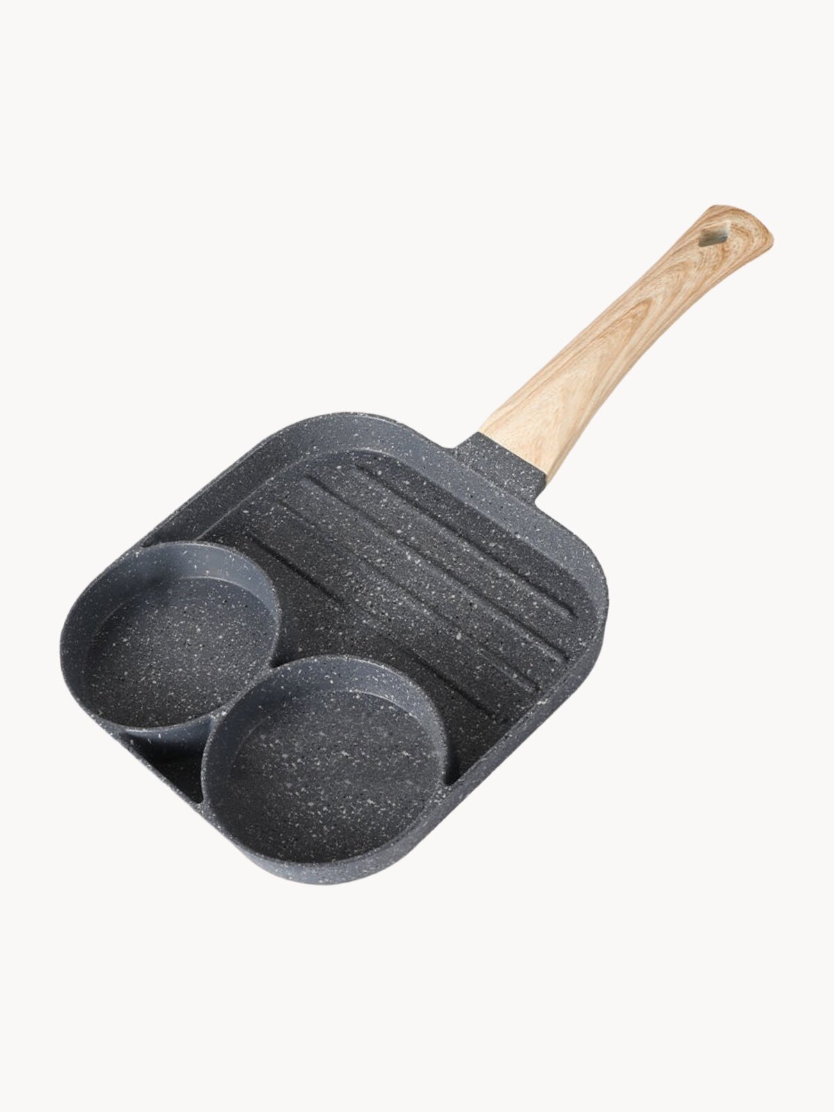 Сковорода-гриль, для похода, антипригарная, керамика, чёрная, 3 секции