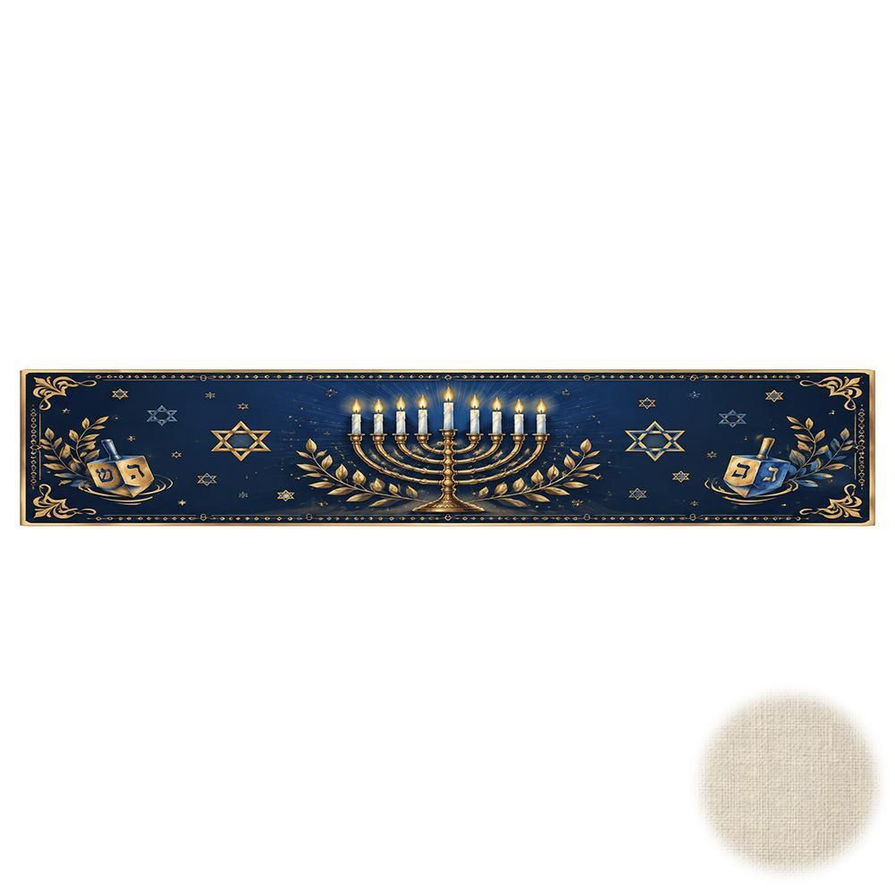Дорожка для стола на Хануку, синяя с золотом, 33x180 см
