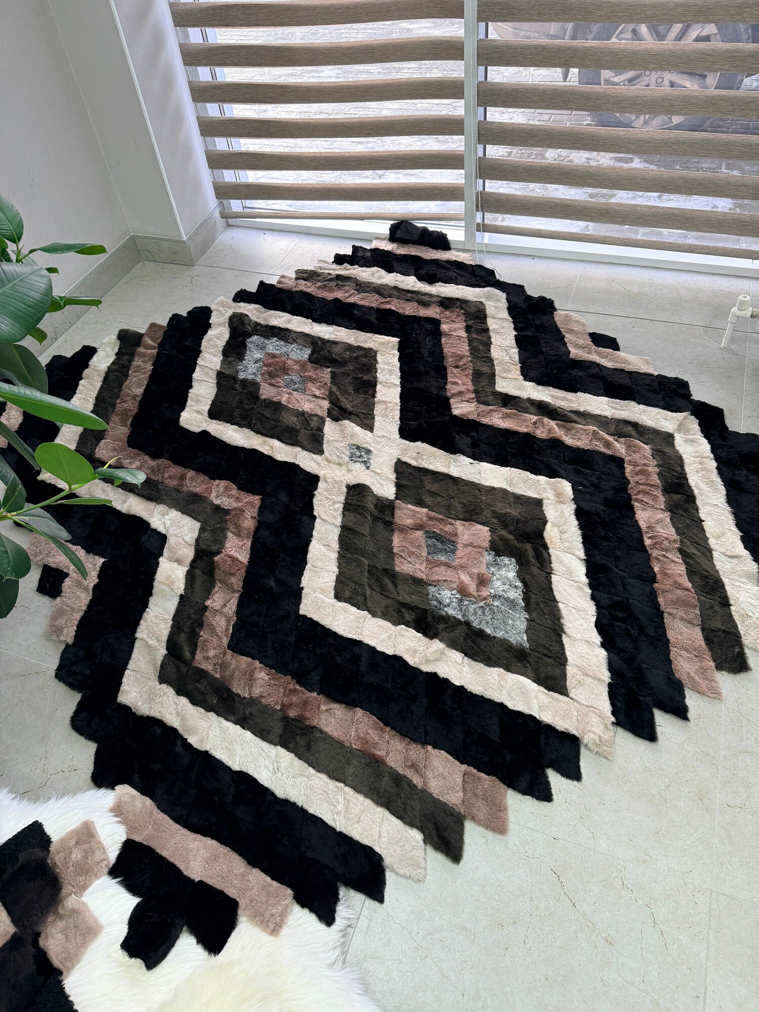 Покрывало меховое ковер из шкуры овчины — фото 1
