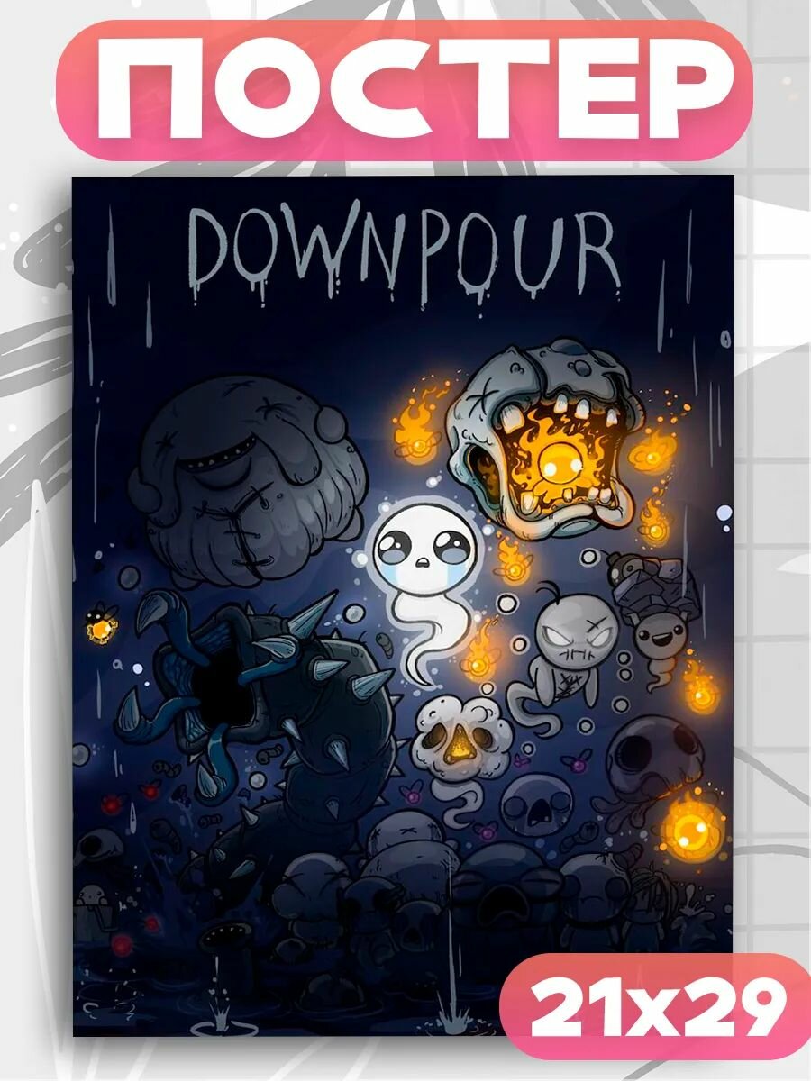 Постер на стену The binding of isaac , плакат 1шт, А4 размер.