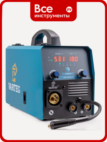 Изображение товара Сварочный полуавтомат VARTEG 180 DUO-S 8655: инверторный MIG/MAG/MMA, синергия, 180 А, воздушное охлаждение, IP21S, идеа