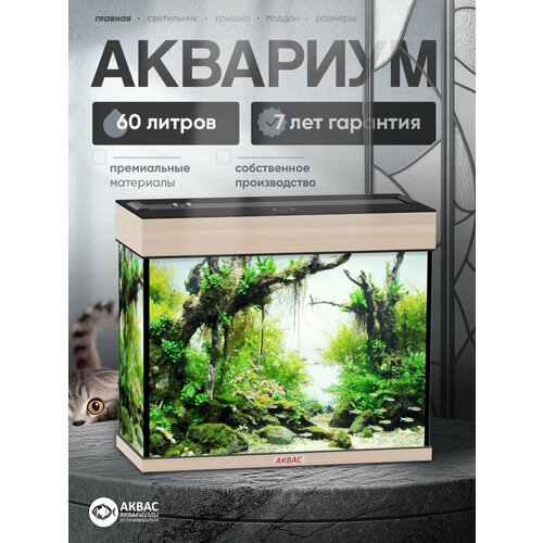 фото Аквариум 60 литров с крышкой и освещением, (57*26*49 см) аквас