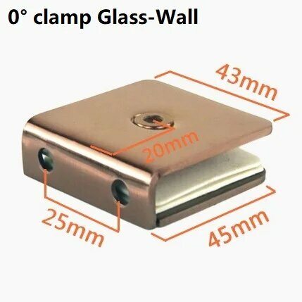 Розовое золото зажимы для стекла душевой кабины 0 Degree clamp