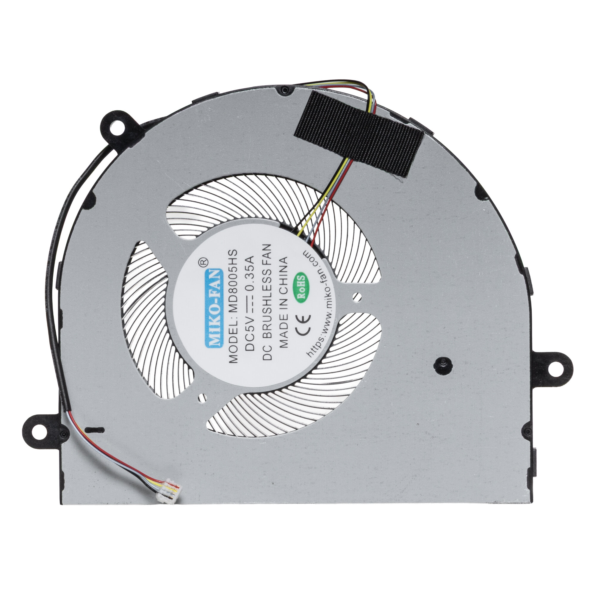 Кулер 5V для ноутбука Digma Pro Fortis M / AquariusCmpNS685U / BF08005H05FP / Rombica myBook Eclipse / DEXP Atlas M15-I3W300 / Echips Envy Pro / Irbis 15NBC - 4 pin версия 1