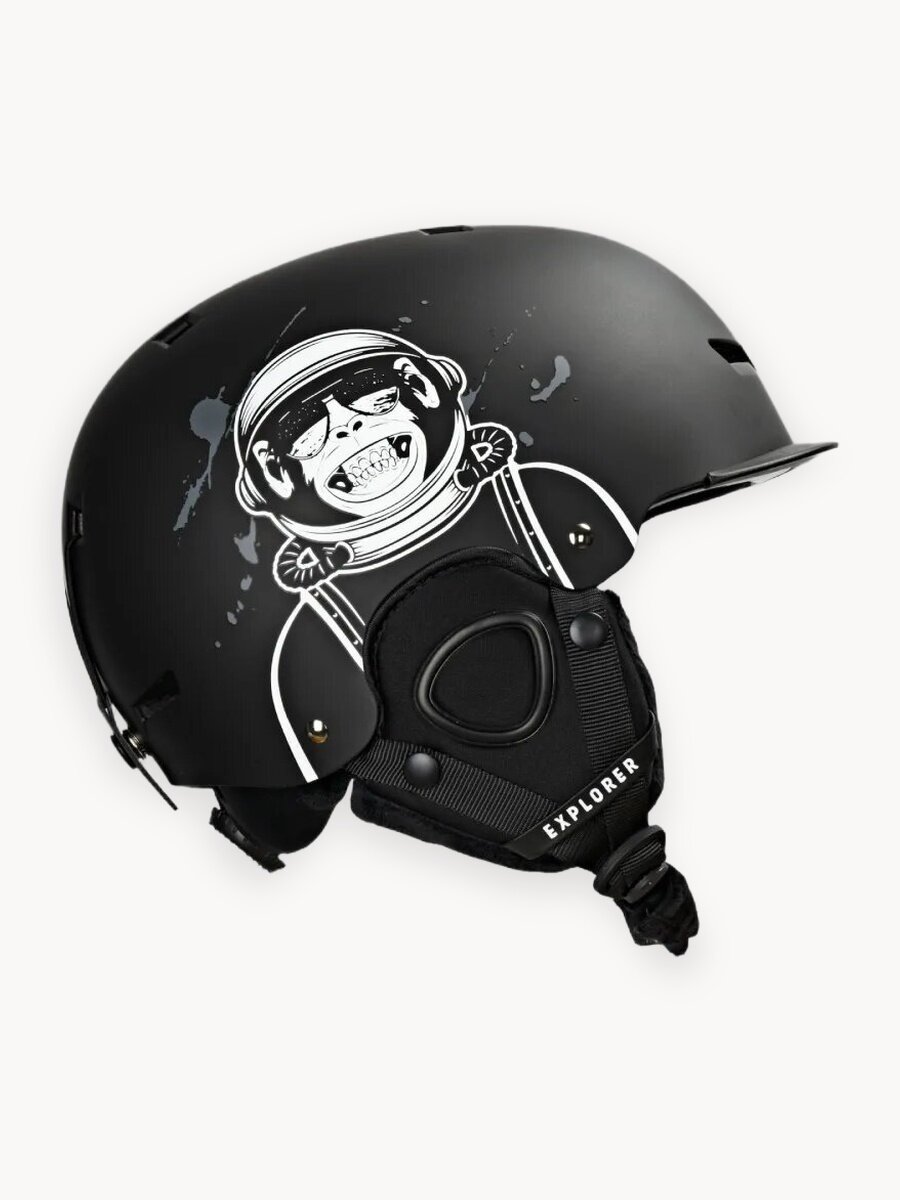 Шлем горнолыжный для сноуборда сноубордический обезьяна черный (размер M)