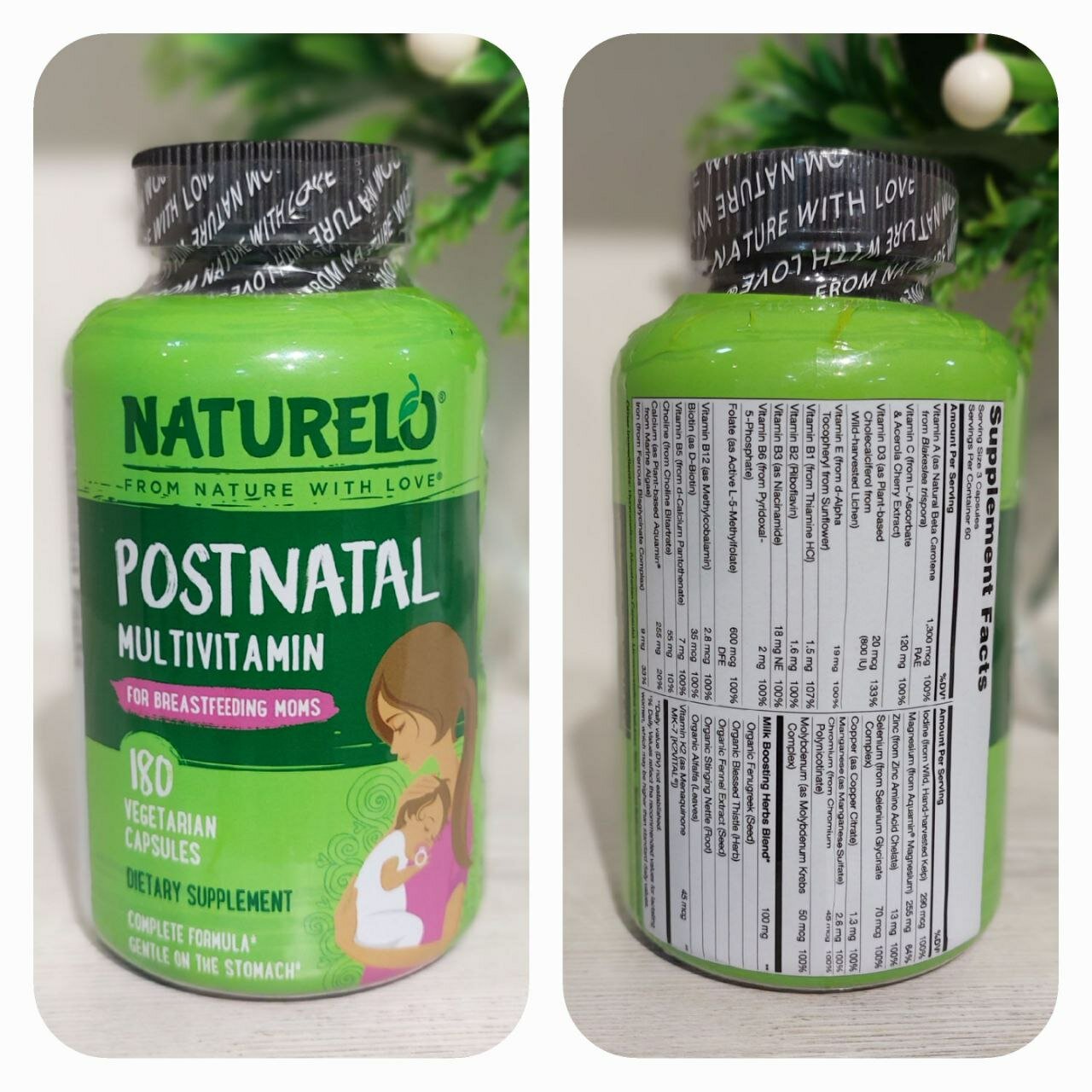 Мультивитамины NATURELO Postnatal, для кормящих, без лактозы, без ГМО, без глютена