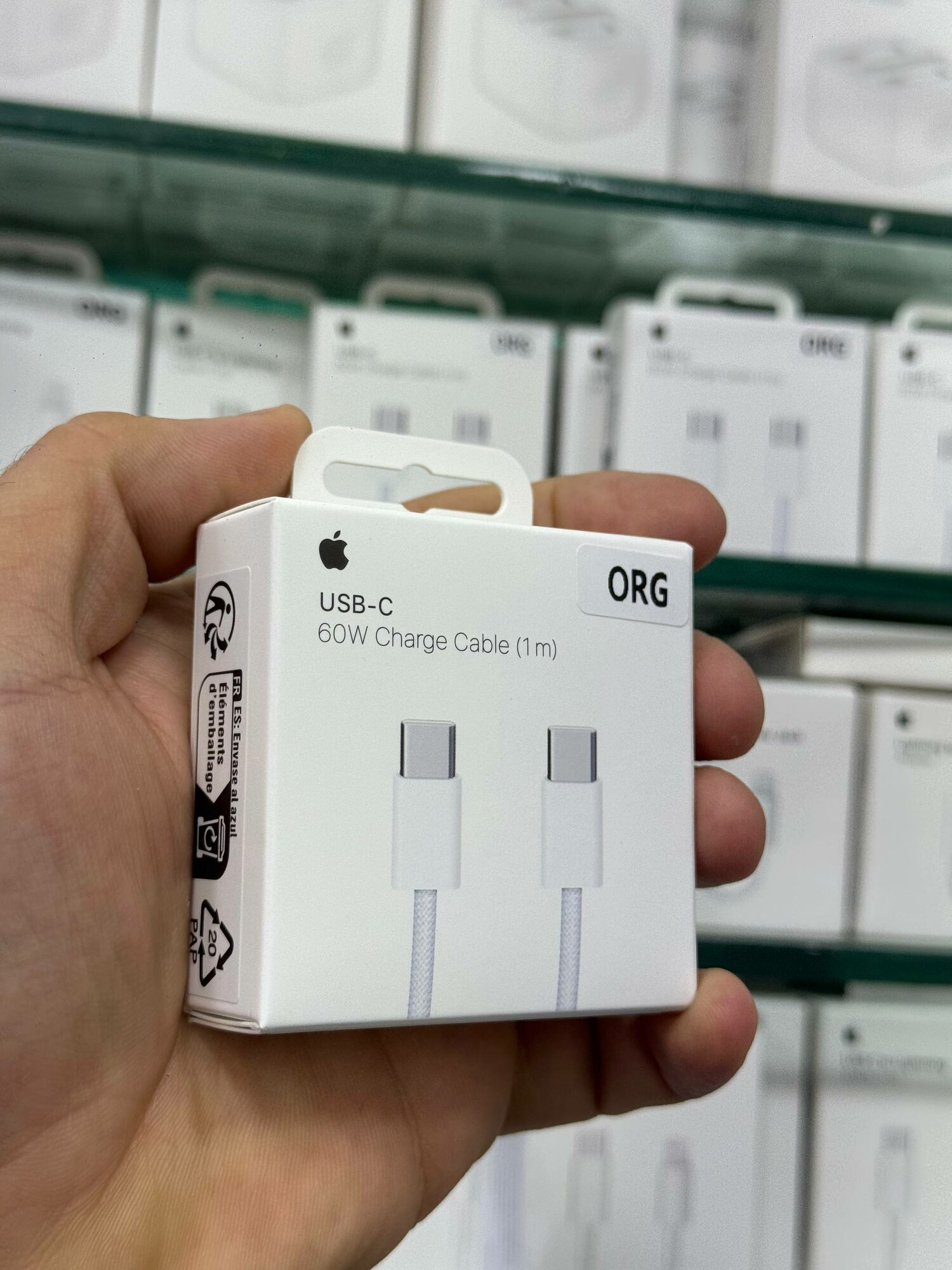 Оригинальный кабель Apple USB-C → USB-C 60W, быстрая зарядка, 1 м , IPhone 15/16/17 Pro, Pro MAX — фото 1