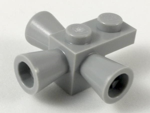 Brick, Modified 1 x 1 with 3 Loudspeakers / Space Positioning Rockets, 3963 Light Bluish Gray U