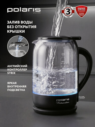 Изображение товара Чайник электрический стеклянный Polaris PWK 1759CGL 1,5 л, черный