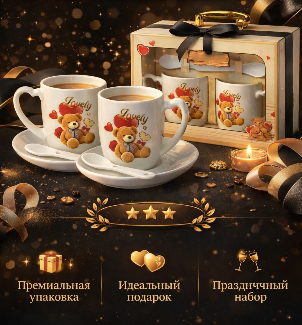 Подарочный набор кружек премиум, 6 в 1 для двоих — фото 1