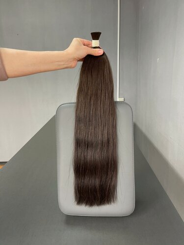 Изображение товара Натуральные волосы для наращивания оттенок горький шоколад длина 54 см вес 100 гр