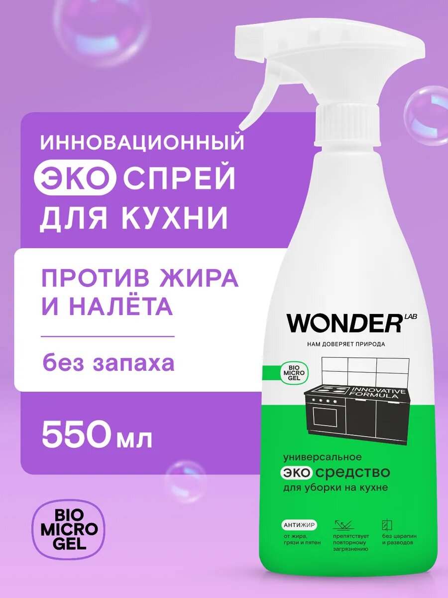 Антижир для кухни плиты чистящее средство жироудалитель Wonder Lab