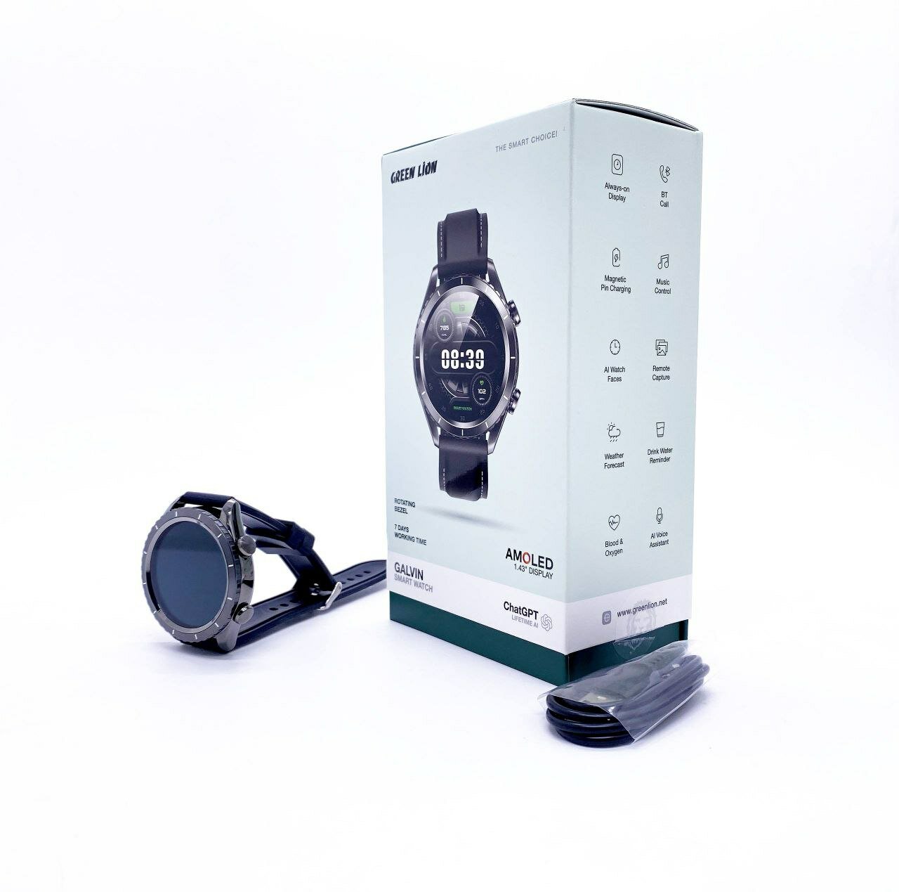 Смарт-часы GREEN LION GALVIN, ChatGPT, Bluetooth 5, AMOLED-экран, 400мАч — фото 1