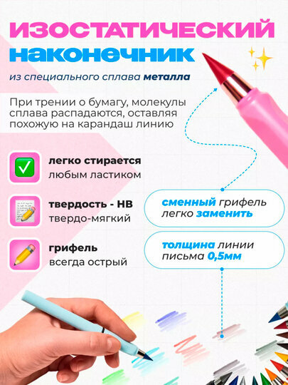 Карандаши цветные вечные для рисования, набор 12 шт — фото 1